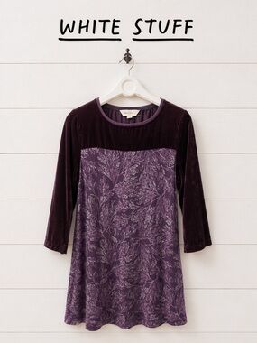 WHITE STUFF Purple Velvet Women's dress size 38